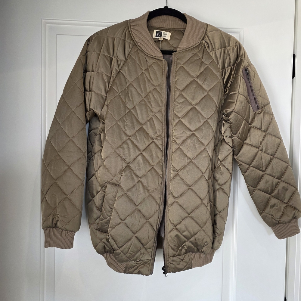 H&M Quilted Bomber Jacket in Khaki